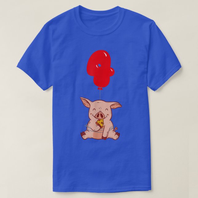 T-shirt Pizza Pig - 4e anniversaire - Enfants Balloon Part (Design devant)