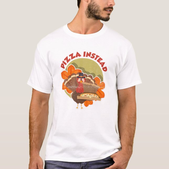 T-shirt Pizza Plutôt Dîner De Vacances Pèlerins Drôle Merc (Devant)