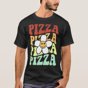 T-shirt pizza rétro tournesol sourire visage coloré vintag
