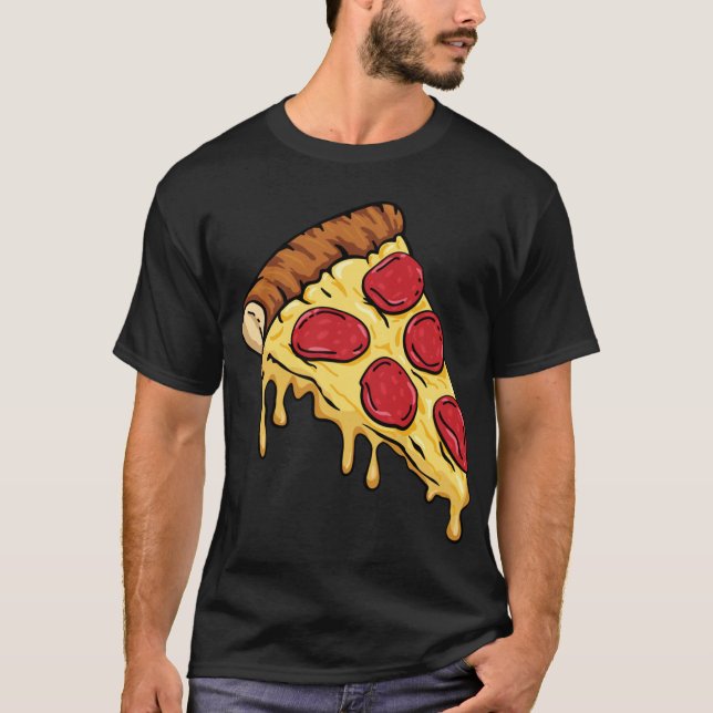 T-shirt Pizza Slice avec Pepperoni et dessin au fromage Il (Devant)