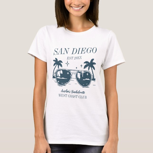 T-shirt Plage Bachelorette Filles Voyage San Diego (Devant)