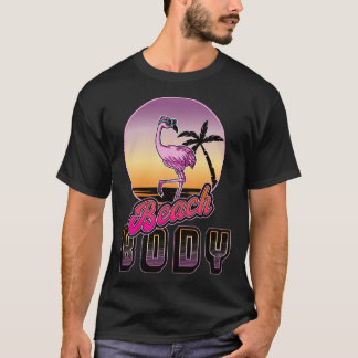 T-shirt Plage Body Funny Flamant rose rétro