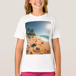 T-shirt Plage Chic Coquillage Doré Tropical