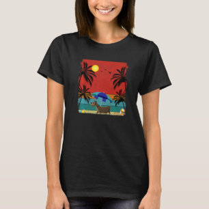 T-shirt Plage Cocotier Arbre Retro Graphisme Dachshund Chi
