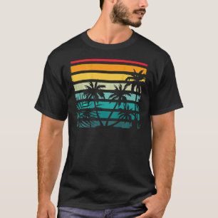 T-shirt Plage Cocotier exotique Palmiers Retro Tropical Su