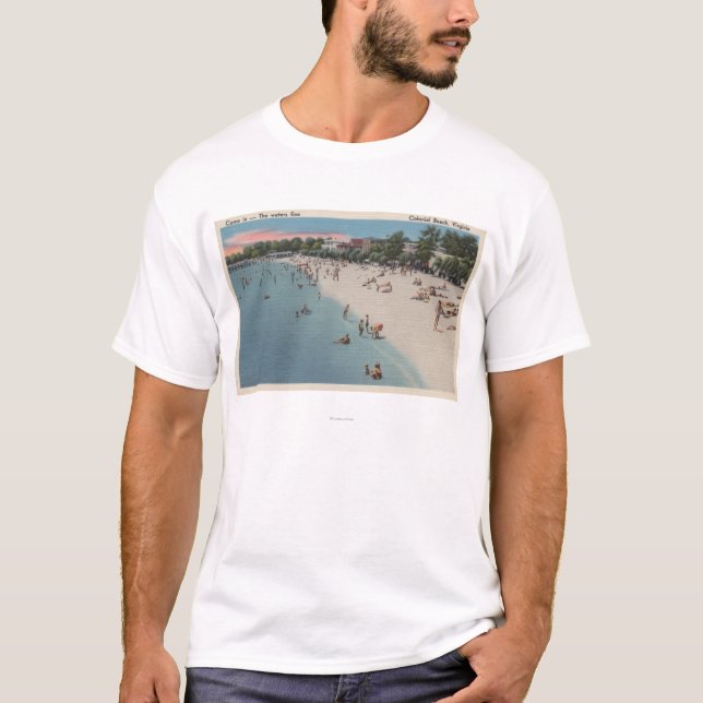 T-shirt Plage coloniale, VA - scène la prenant un bain de (Devant)