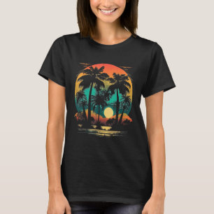 T-shirt Plage coucher de soleil vacances Palmiers Tropical