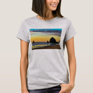 T-shirt Plage de canon - roche de meule de foin au coucher