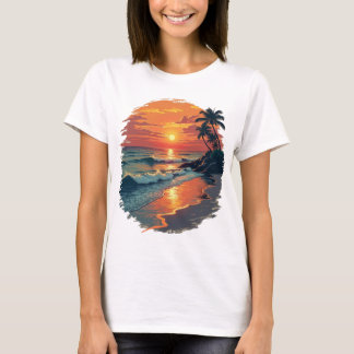 T-shirt Plage de coucher de soleil tropical