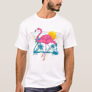 T-shirt Plage de Flamant rose rose Vibes d'été Palm Trees 