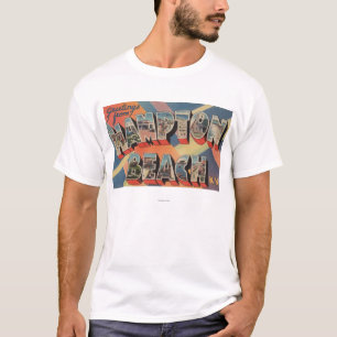 T-shirt Plage de Hampton, New Hampshire - grande lettre