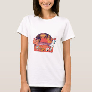 T-shirt Plage de licorne flamant rose