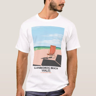 T-shirt Plage de Llanrog Plage de Galles affiche de voyage