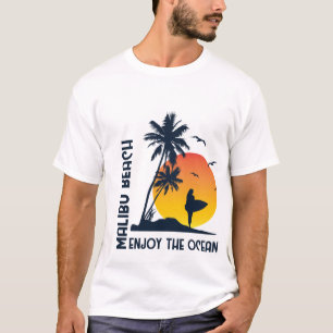 T-shirt Plage de Malibu Profitez du coucher de soleil océa