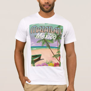 T-shirt Plage de Mazatlan Mexique Affiche de voyage de pla