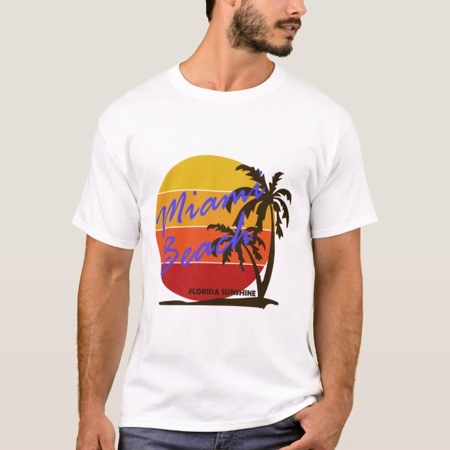 T-shirt Plage de miami d'été - floride (Devant)
