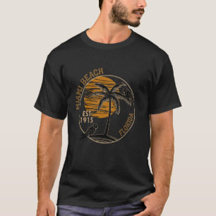 T-shirt Plage de Miami Floride Coucher de soleil vintage P