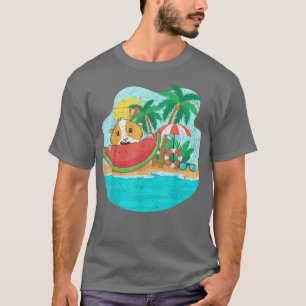 T-shirt Plage de Palm Trees Island Été Drôle Guinée Pig Wa