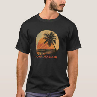 T-shirt Plage de Pompano Floride FL Coucher de soleil Palm