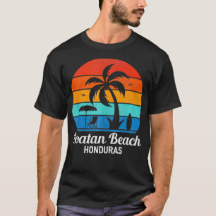 T-shirt Plage de Roatan Honduras Palmier Vintage Sunset Su