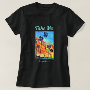 T-shirt Plage de Sunset Palm Tree art surf