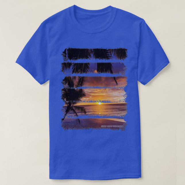 T-shirt Plage de Sunset Tropical Palm Trees Sable d'océan (Design devant)