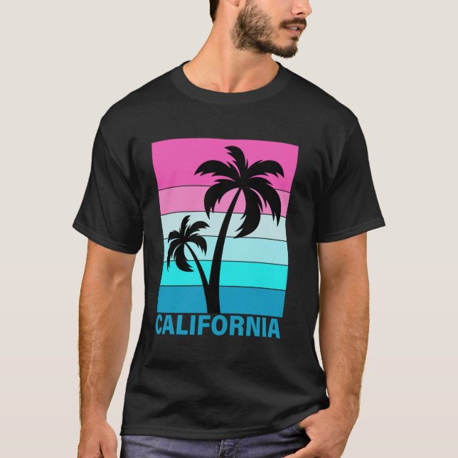 T-shirt Plage de Sunset Tropical Retro Vacances d'été CA C (Devant)
