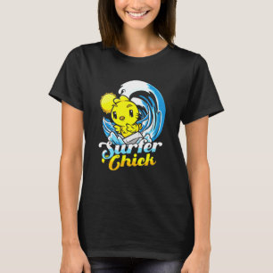T-shirt Plage de surfer Chick Chicken Lorsque Wave Surfer