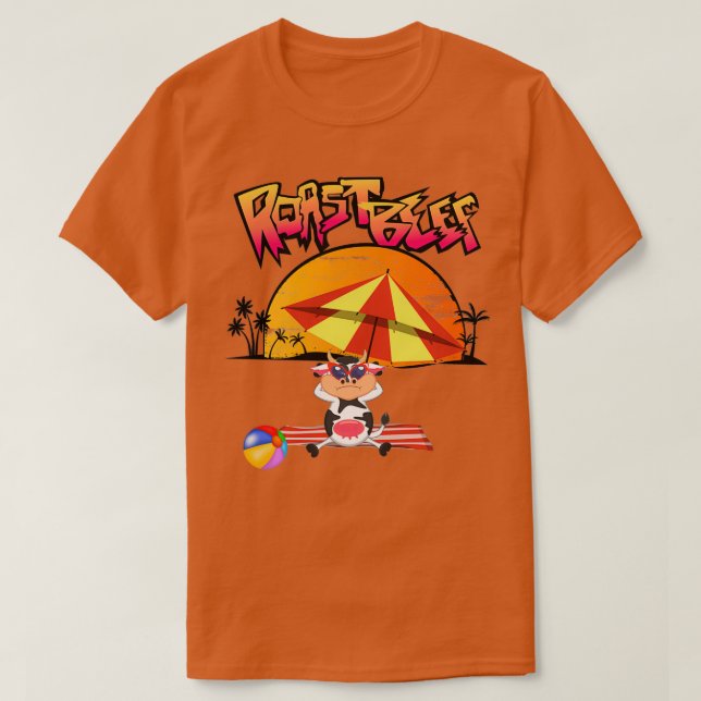T-shirt Plage de vache à boeuf rôti T (Design devant)