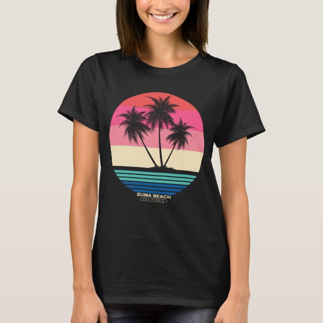 T-shirt Plage de Zuma Beach Retro Sunset (Devant)