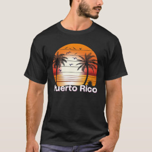 T-shirt Plage d'été Porto Rico Vintage Palm Trees