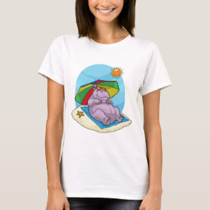 T-shirt Plage d'hippopotames Parasol Été