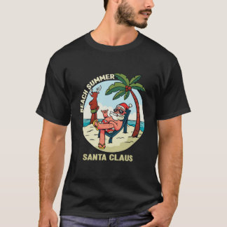 T-shirt Plage Été Père Noël Funny Noël