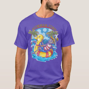 T-shirt Plage Funny Heure d'été Skeleton Canard Char Appar