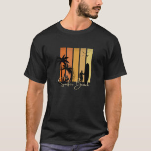 T-shirt Plage Minimaliste Moderne Noire Et Orange