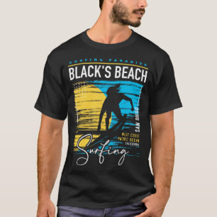 T-shirt Plage Noirs Rétro San Diego Surf Surf Vintage Surf