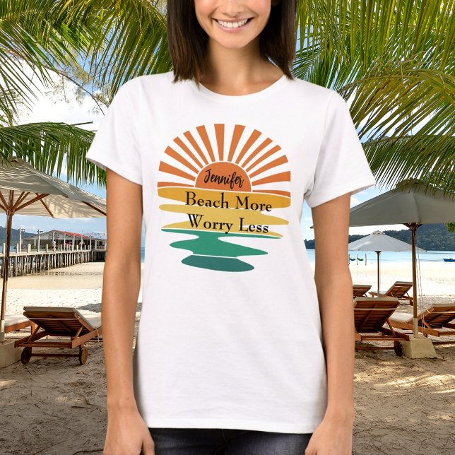 T-shirt Plage plus d'inquiétude moins de citation rétro no (Créateur téléchargé)