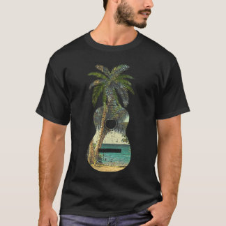 T-shirt Plage pour amoureux de guitare Palmiers Vacances M