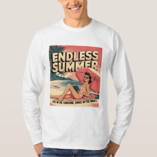 T-shirt Plage Rétro Été Sans Fin