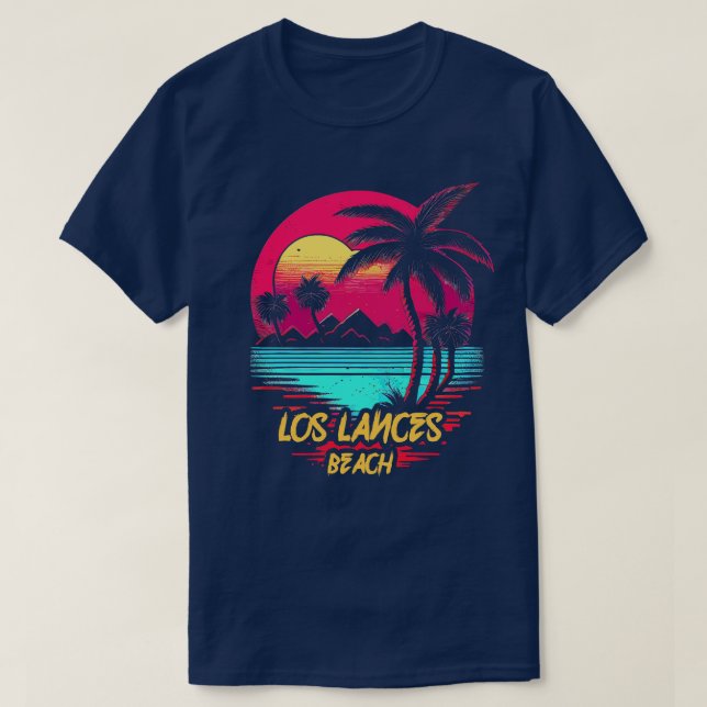 T-shirt Plage Retrowave Plage Los Lances (Design devant)