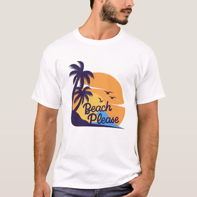 T-shirt Plage S'Il Vous Plaît Coucher De Soleil Palmiers A (Devant)