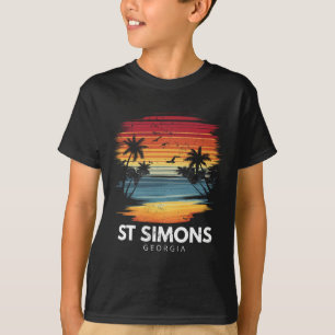 T-shirt Plage St Simons Géorgie Surfboard Surf Vintage 