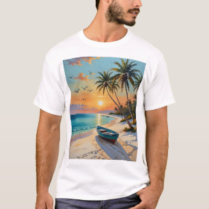 T-shirt Plage tropicale Coucher de soleil Palm Arbre Parad