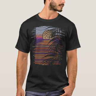 T-shirt Plage tropicale Coucher de soleil Palmiers Synthwa