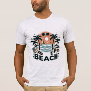 T-shirt Plage Tropicale Palmiers & Coucher de Soleil
