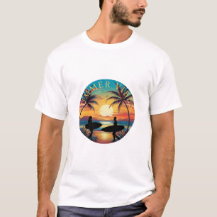 T-shirt Plage tropicale   Retro Sunset & Surfers