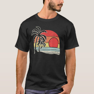 T-shirt Plage tropicale vintage Retro Palm Tree Sunset