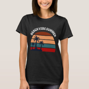 T-shirt Plage Vibe Summer Palm Tree femme coucher de solei