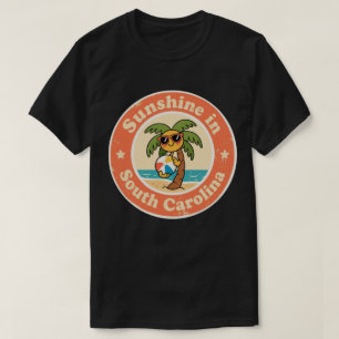 T-shirt Plage Vintage de palmetto Tree en Caroline du Sud
