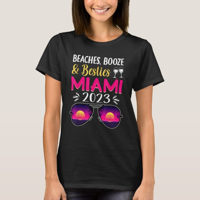 T-shirt Plages Booze Besties Miami 2023 Vacances Girls Tr (Devant)
